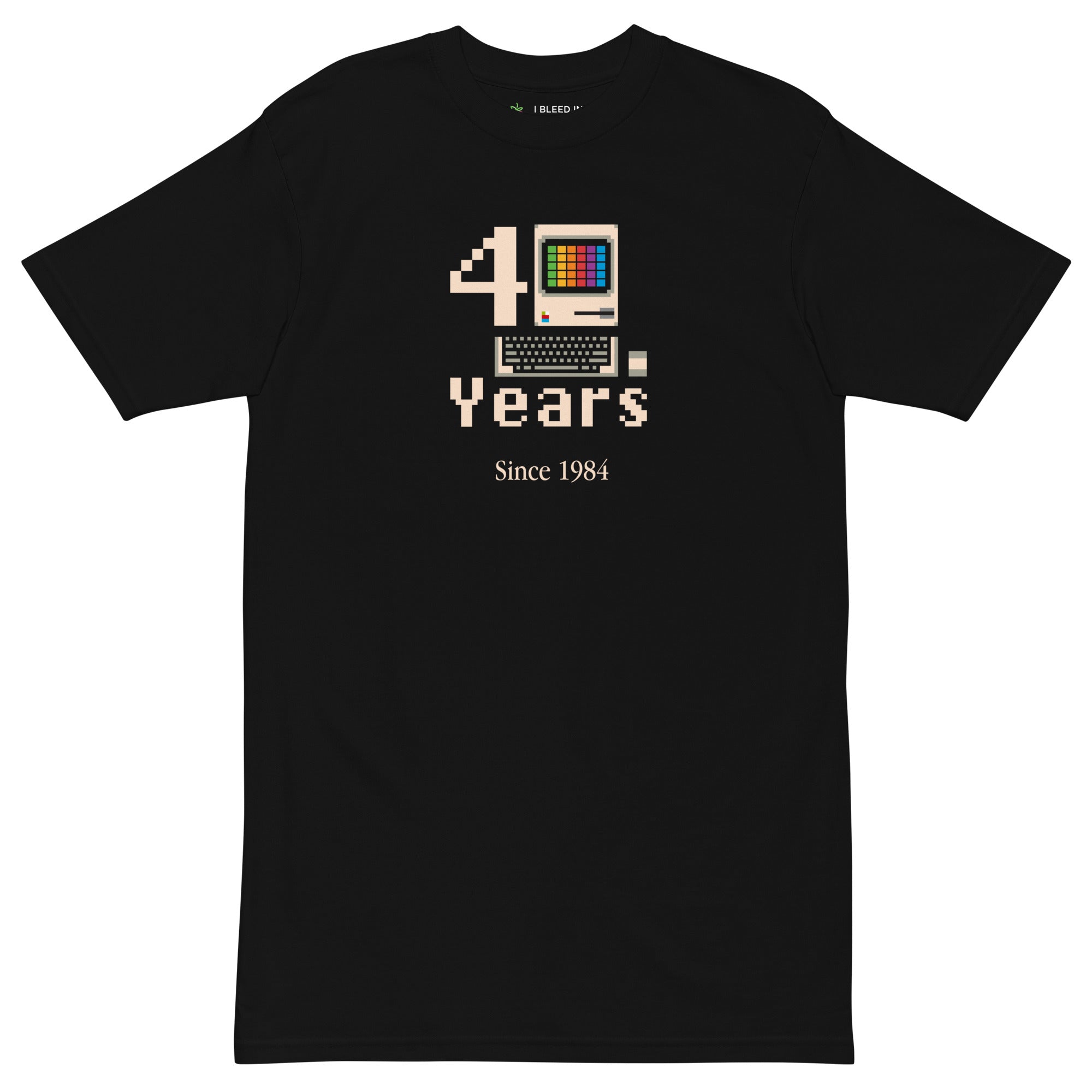 Macintosh 40 Years Graphic Tee – I Bleed in Six Colors®