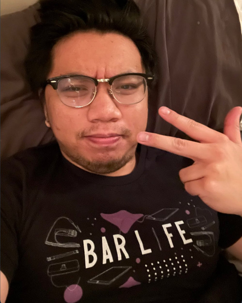 Customer wearing the Bar Life shirt
