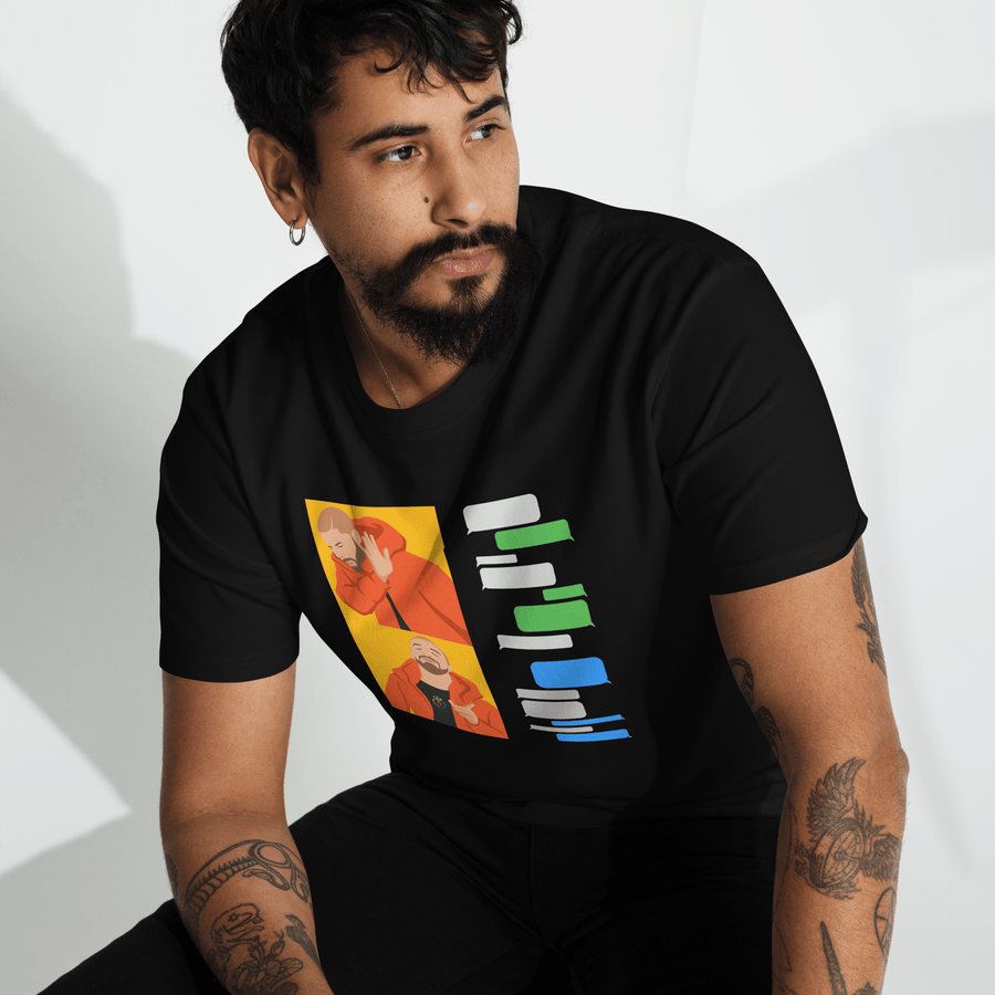 Model wearing the Blue Bubbles Forever tee