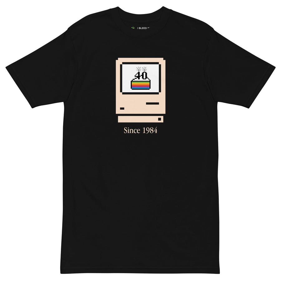 Macintosh Birthday Cake graphic tee, Black
